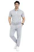 Men Grey Polyester Slim Fit Track Suit